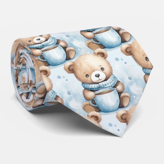 Blue Teddy Bear-Stropdas Stropdas (Opgerold)