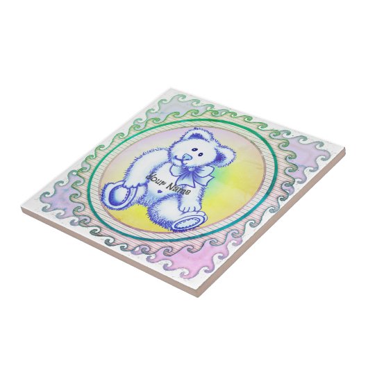 Blue Teddy Bear Tegeltje (Zijkant)
