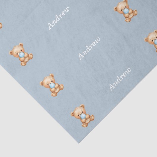 Blue Teddy Bear Tissue Paper, aangepaste naam Tissuepapier (Detail)