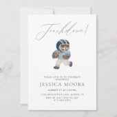 Blue Teddy bear Touchdown Football Baby Shower Kaart (Voorkant)