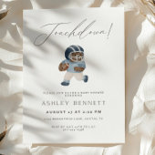 Blue Teddy bear Touchdown Football Baby Shower Kaart