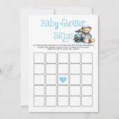 Blue Teddy Bear Train Boy Baby shower Bingo Kaart (Voorkant)