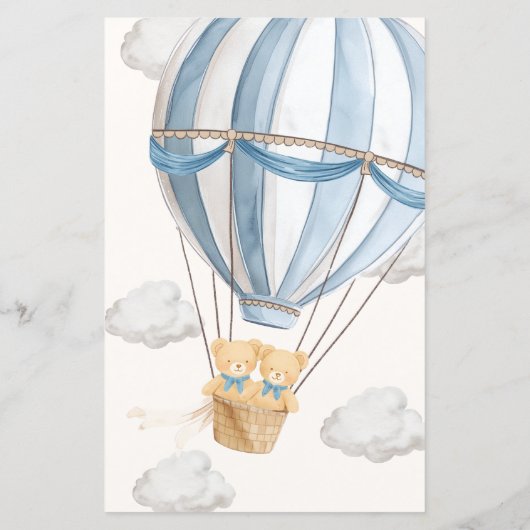 Blue Teddy Bear Twins Baby Predictions Game (Achterkant)