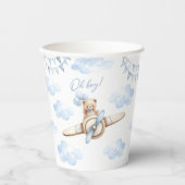 Blue Teddy Bear Vliegtuig Boho Baby Boy Shower Papieren Bekers (Voorkant)
