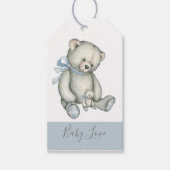 Blue Teddy Bear  Waterverf Rustic Cadeaulabel (Voorkant)