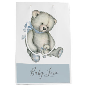 Blue Teddy Bear  Waterverf Rustic Medium Cadeauzakje