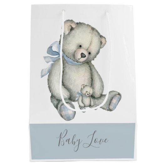 Blue Teddy Bear  Waterverf Rustic Medium Cadeauzakje (Achterkant)