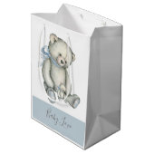Blue Teddy Bear  Waterverf Rustic Medium Cadeauzakje (Achterkant Gekanteld)