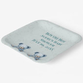 Blue Teddy Bears Twin Baby shower Papieren Bordje (Gebogen)