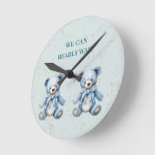 Blue Teddy Bears Twin Baby shower Ronde Klok (Hoek)