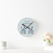 Blue Teddy Bears Twin Baby shower Ronde Klok (Huis)