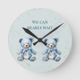 Blue Teddy Bears Twin Baby shower Ronde Klok