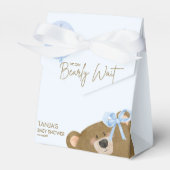 Blue Teddy We kunnen Barly Boy Baby shower wachten Bedankdoosjes (Voorkant Zijde)