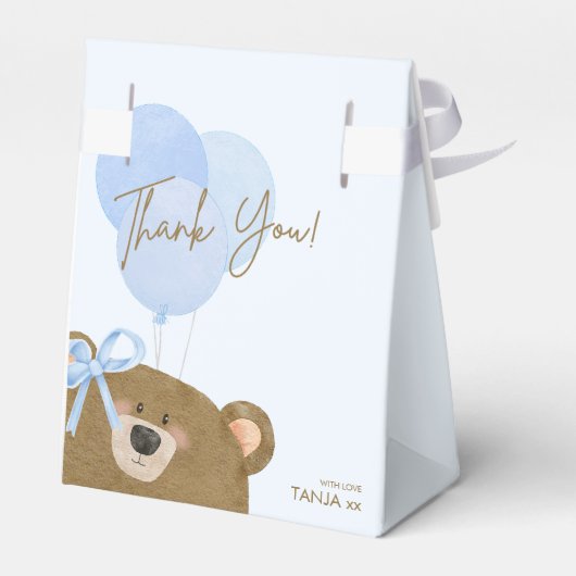 Blue Teddy We kunnen Barly Boy Baby shower wachten Bedankdoosjes (Achterkant)