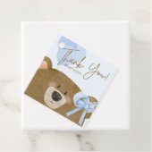 Blue Teddy We kunnen Barly Boy Baby shower wachten Bedankjes Labels (In situ)
