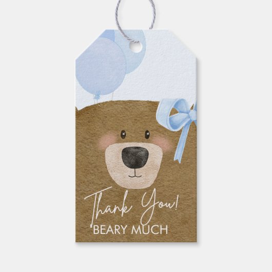 Blue Teddy We kunnen Barly Boy Baby shower wachten Cadeaulabel (Voorkant)