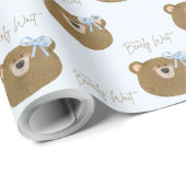Blue Teddy We kunnen Barly Boy Baby shower wachten Cadeaupapier (Rol Hoek)