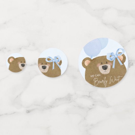 Blue Teddy We kunnen Barly Boy Baby shower wachten Confetti (Achterkanten)
