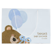 Blue Teddy We kunnen Barly Boy Baby shower wachten Groot Cadeauzakje (Achterkant)