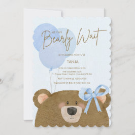 Blue Teddy We kunnen Barly Boy Baby shower wachten Kaart