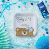 Blue Teddy We kunnen Barly Boy Baby shower wachten Papieren Bordje (Feest)