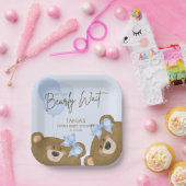 Blue Teddy We kunnen Barly Boy Baby shower wachten Papieren Bordje (Feest)