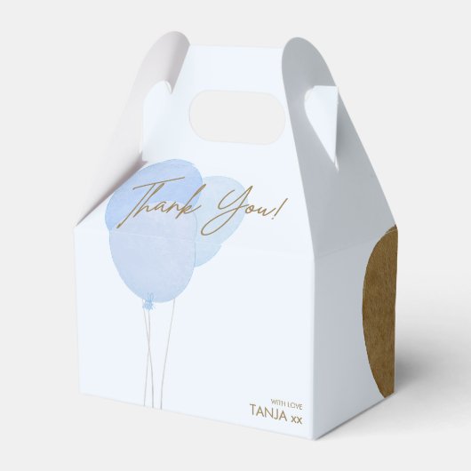 BLue Teddy We kunnen bijna wachten op een tweeling Bedankdoosjes (Achterkant)