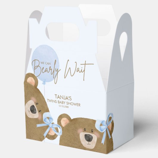 BLue Teddy We kunnen bijna wachten op een tweeling Bedankdoosjes (Geopend)