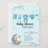 Blue Teddybeer baby shower Boy Kaart (Voorkant)