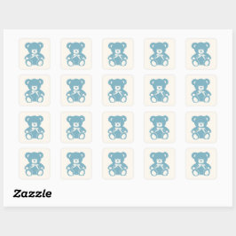 Blue Teddybeer baby shower Vierkante Sticker