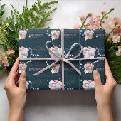 Blue Teddybeer en Balloon Custom Baby shower Cadeaupapier