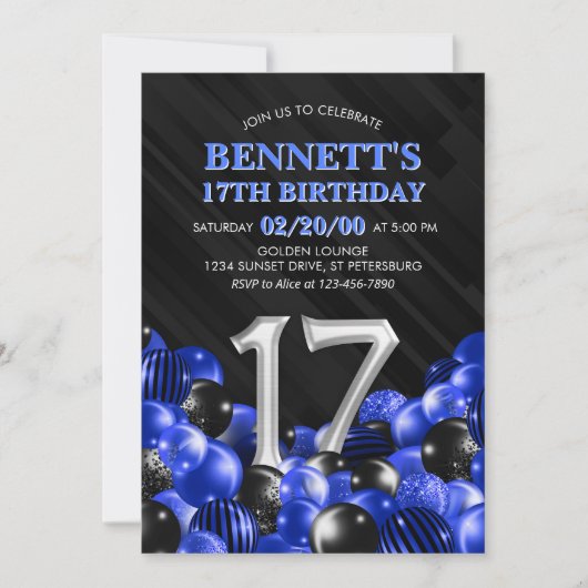 Blue Teen Boy 17e verjaardag Kaart (Voorkant)