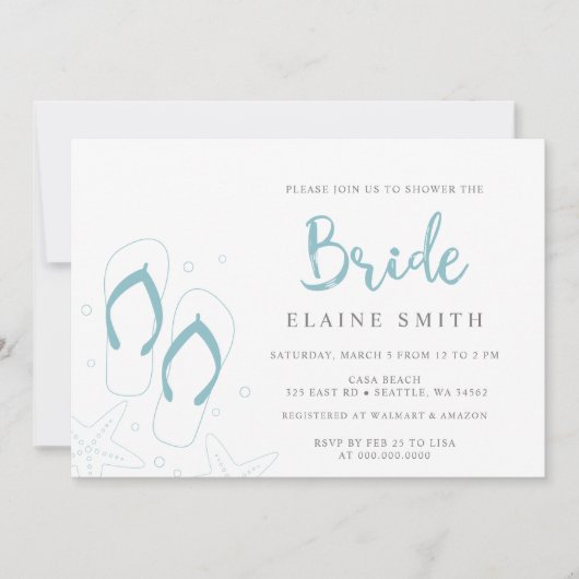 Blue Teenslippers Summer Beach Vrijgezellenfeest Kaart (Voorkant)