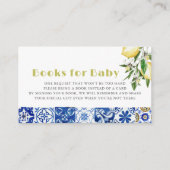 Blue Tegel Citrus Lemon Baby shower Boek Verzoek Informatiekaartje (Voorkant)
