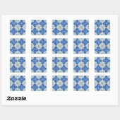 Blue Tegel Design 2 - Swirls Vierkante Sticker (Vel)