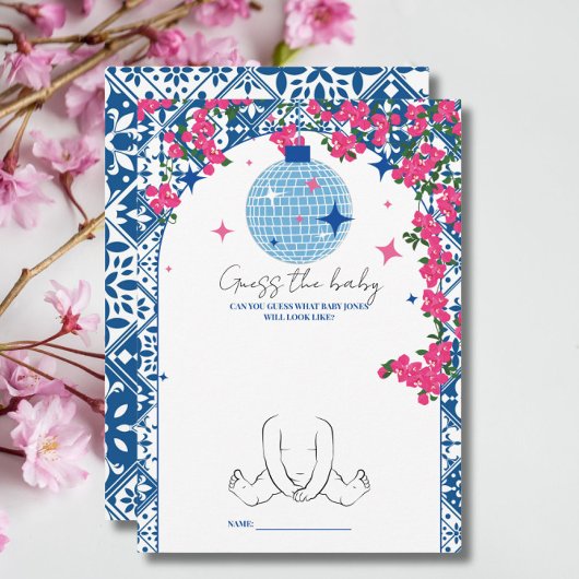 Blue Tegel Disco Raad de baby shower Game kaart