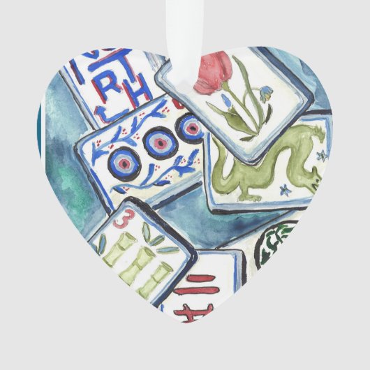 Blue tegel heart ornament (voorkant)