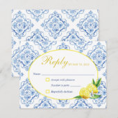 Blue Tegel Italy Floral Lemon Response Kaart (Voorkant / Achterkant)