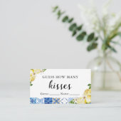 Blue Tegel Lemon Hoeveel Kisses Vrijgezellenfeest  Plaatskaartje (Staand voorkant)