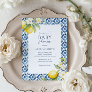 Blue Tegel Lemon Italiaans Zomer Baby shower Kaart
