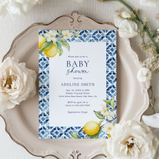 Blue Tegel Lemon Italiaans Zomer Baby shower Kaart