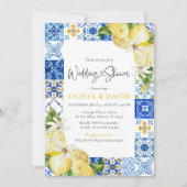 Blue Tegel Lemon Italy Wedding Shower Uitnodiging (Voorkant)