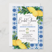 Blue Tegel Lemon thema bruids doucheuitnodiging Kaart (Voorkant)