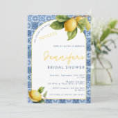 Blue tegel Lemon thema Main squeeze Vrijgezellenfe Kaart (Staand voorkant)