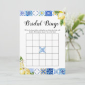 Blue Tegel Lemon Vrijgezellenfeest Bruids Bingospe Kaart (Staand voorkant)