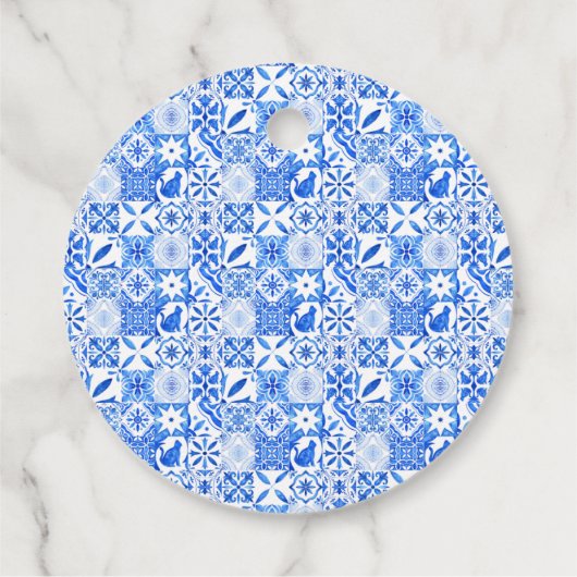 Blue tegel Lemon Vrijgezellenfeest Dank u Bedankjes Labels (Achterkant)