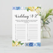 Blue Tegel Lemons Bruiloft A-Z Vrijgezellenfeest S Kaart (Staand voorkant)
