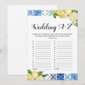Blue Tegel Lemons Bruiloft A-Z Vrijgezellenfeest S Kaart (Voorkant / Achterkant)