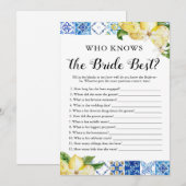 Blue Tegel Lemons die weet de bruid beste spel Kaart (Voorkant / Achterkant)