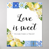 Blue Tegel Lemons Love is Sweet Treat Favor Sign Poster (Voorkant)